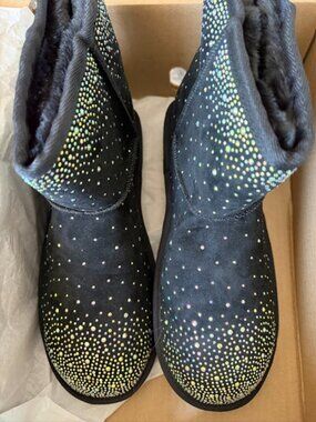 Masseys Rhinestone Sparkle Boots | Women’s Size 12 Wide | Black Winter Boots NWT